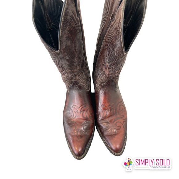 Laredo Men's Western Cowboy Boots Shoes Brown Leather Closed-Toe Sz 10.5 - Picture 3 of 12